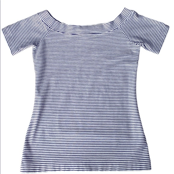 J. Crew cotton navy/white striped boat neck top, size S - Picture 1 of 7